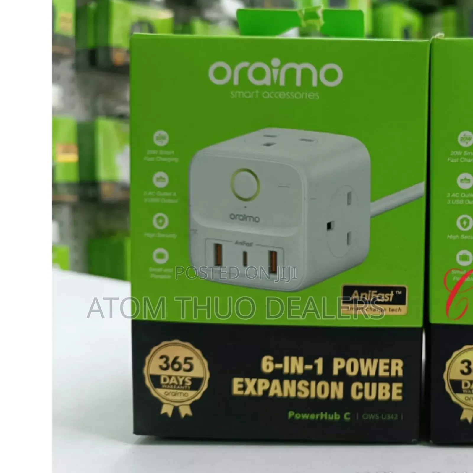 White Oraimo Powerhub C U342 6 in 1 Power Expansion Cube