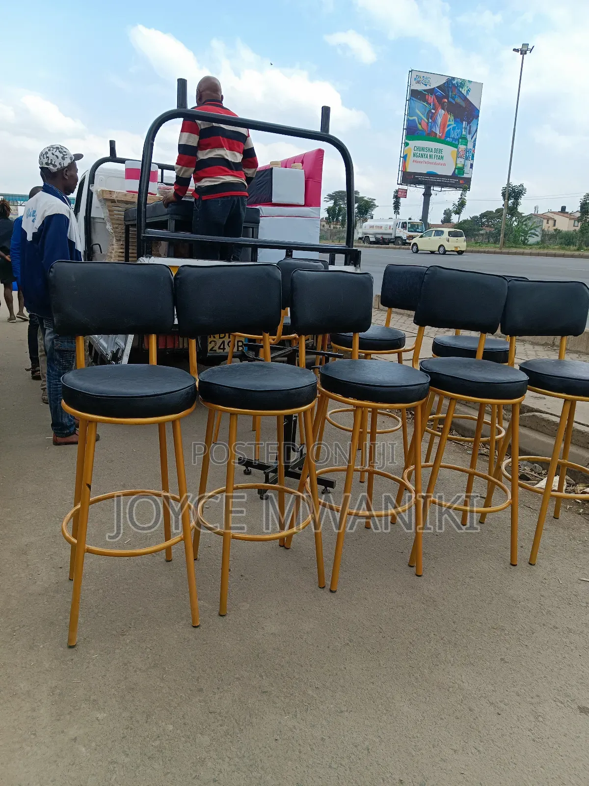 Black Leather Counter Stools, or Kitchen Stools 