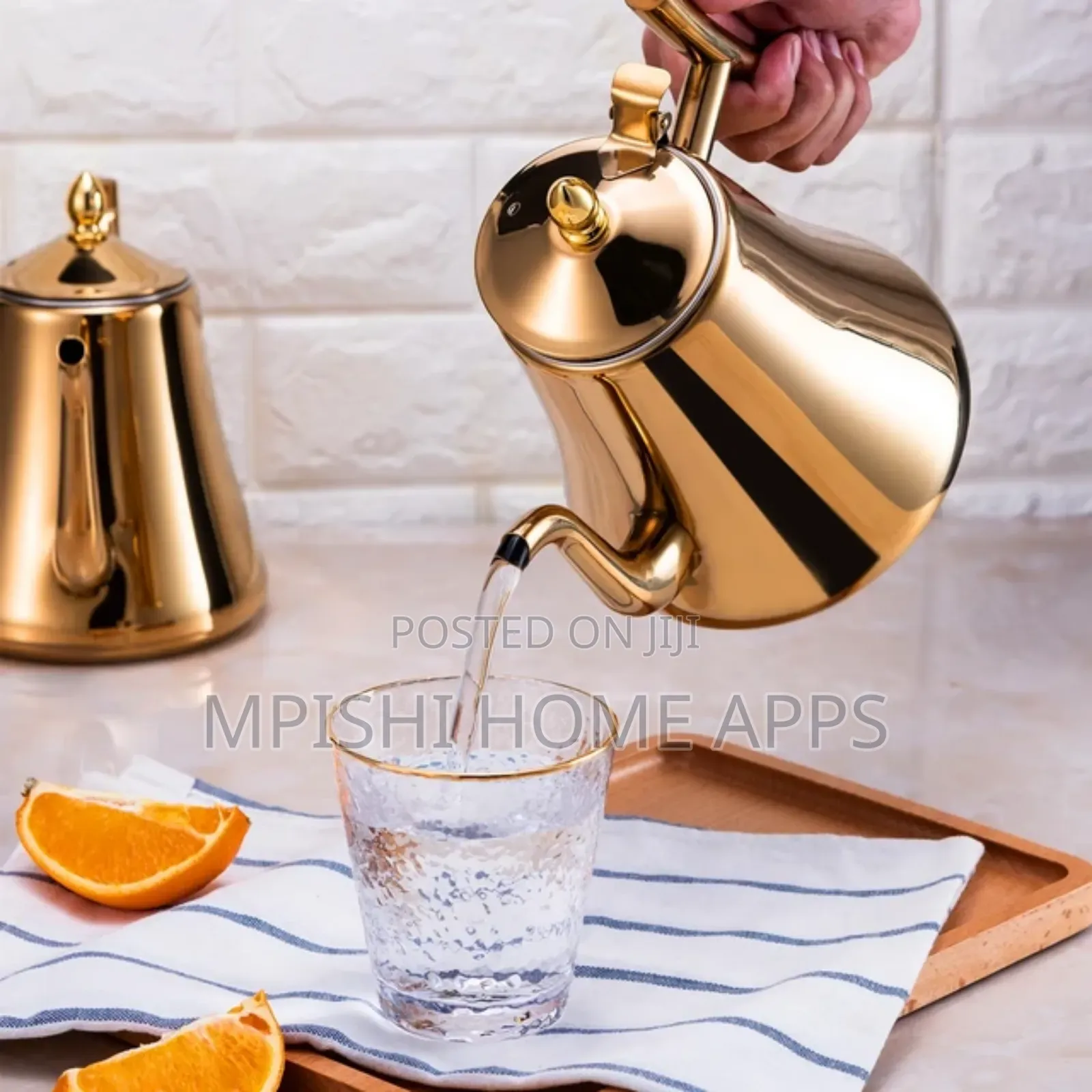 2ltrs Gold Tea Pot Stainless Steel