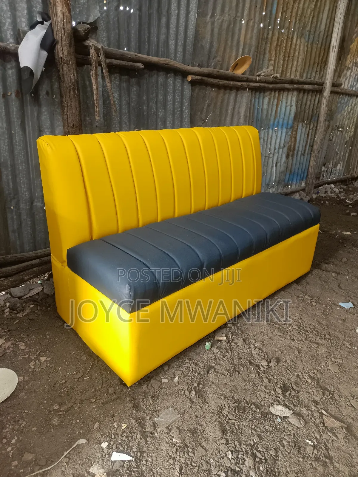 Restaurant or Waiting Couch, Grey and Yellow.
