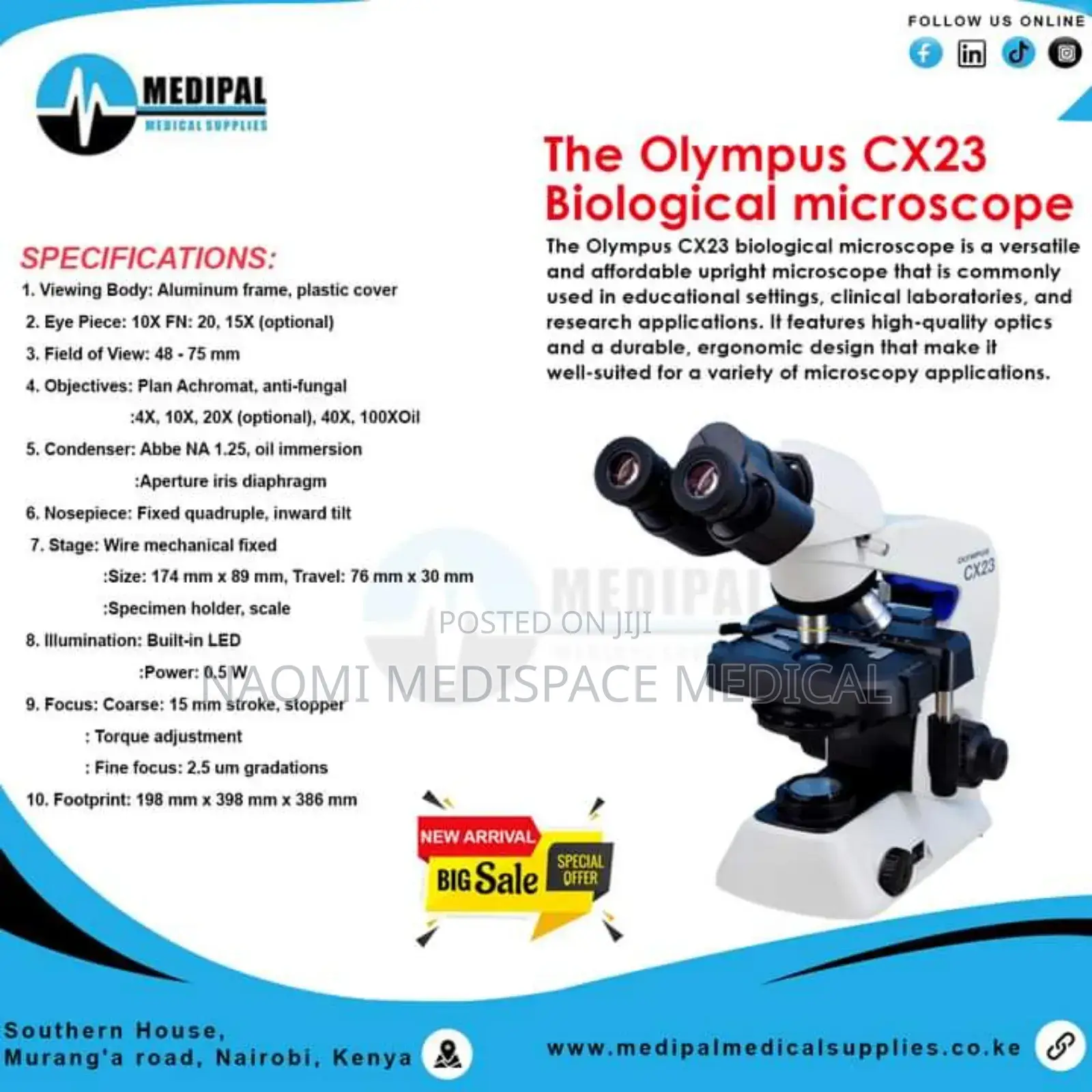 New Olympus Cx23 Microscope
