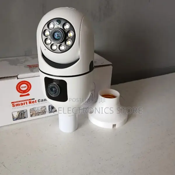 Dual Lens Bulb Cam V380 Wireless PTZ Camera Ip Color Vision