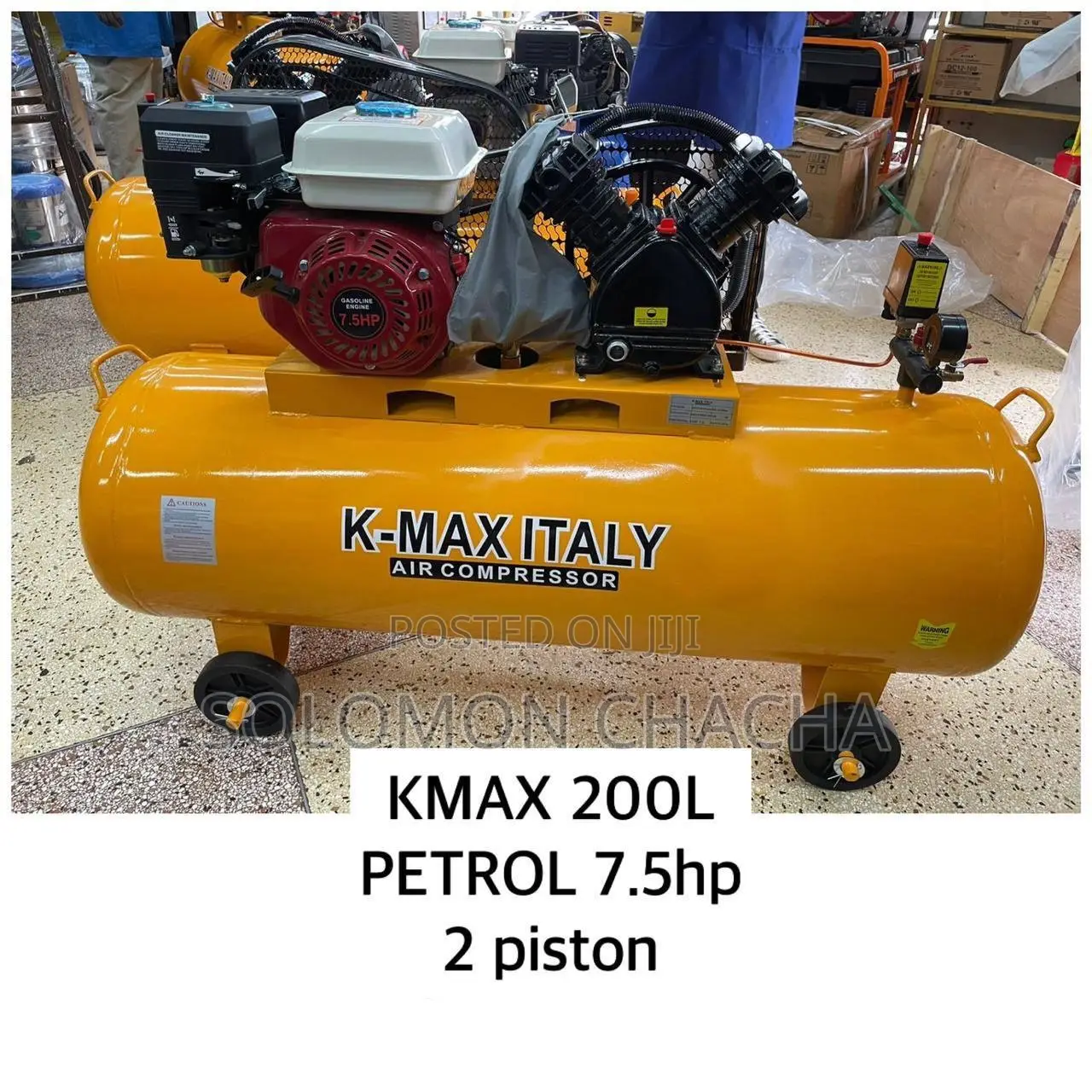 Kmax Italy 200L Petrol Driven Air Compressor 2 Piston