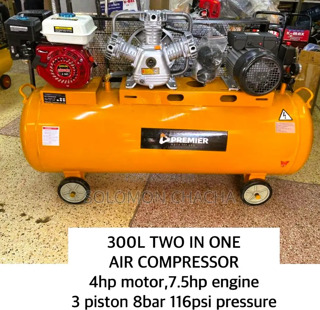 Premier 300L 2 IN1 Air Compressor 4HP Motor 7.5HP Engine