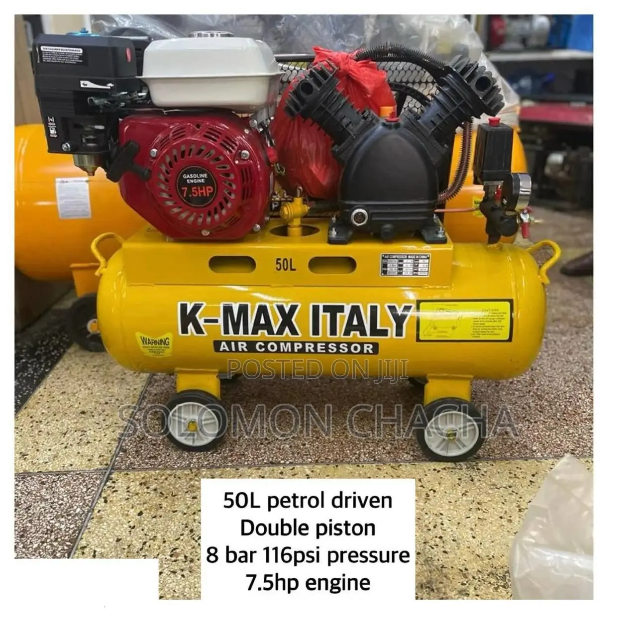 KMAX 50 LTRS Petrol Driven 7.5hp 2 Piston 8 Bar 116 Psi