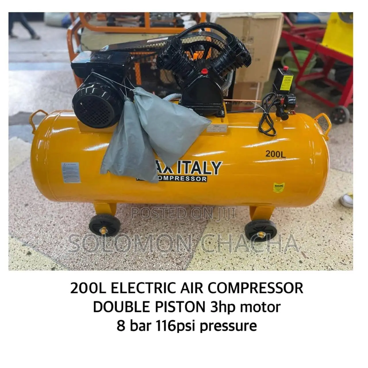 200 LTRS 2 Piston 3hp 8 Bar 116 Psi Electric Air Compressor