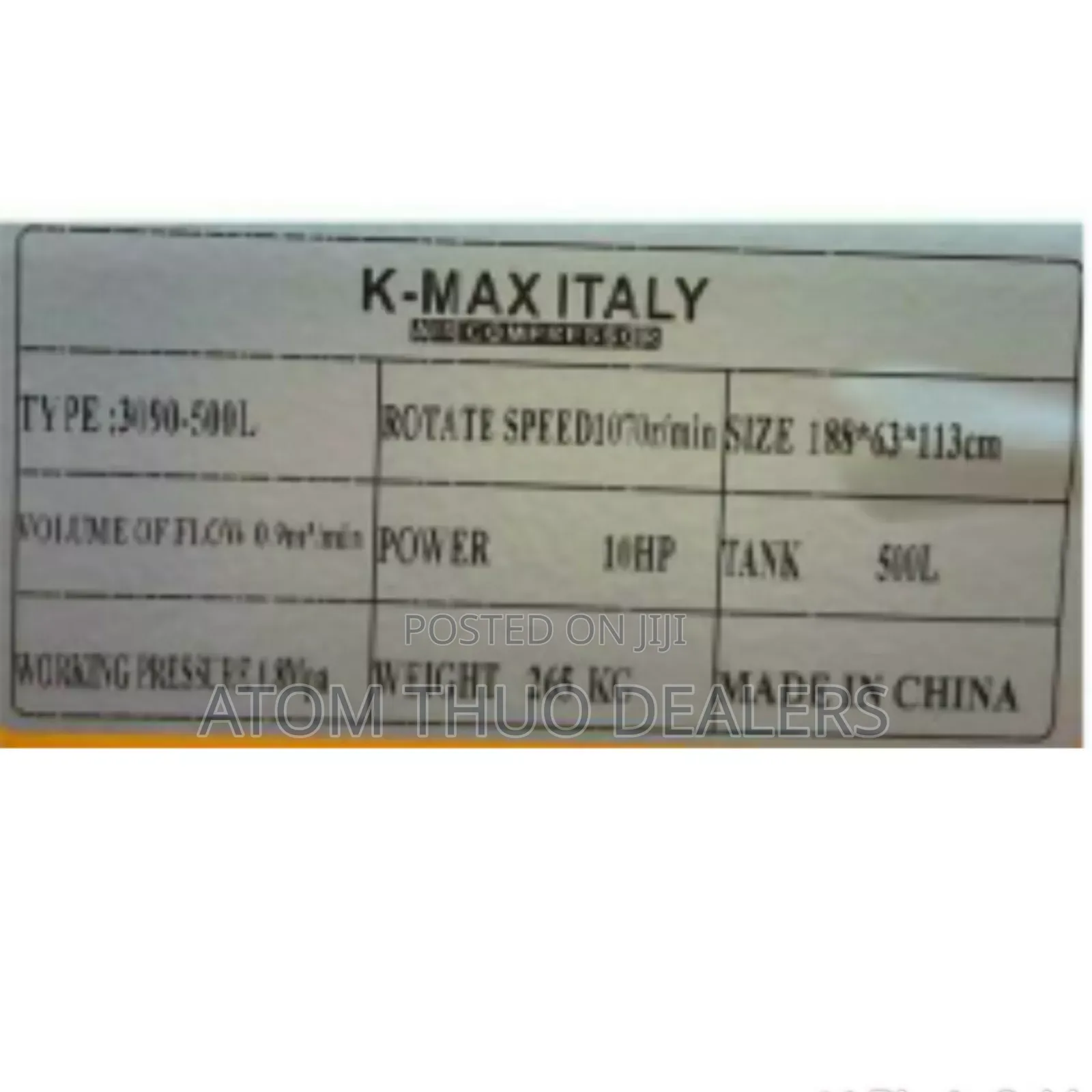 KMAX 500L Three Phase Air Compressor Restocked