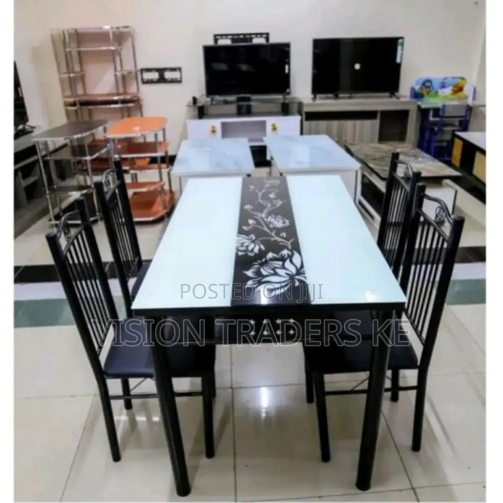 Executive 4 Sitter Dinning Table White and Black