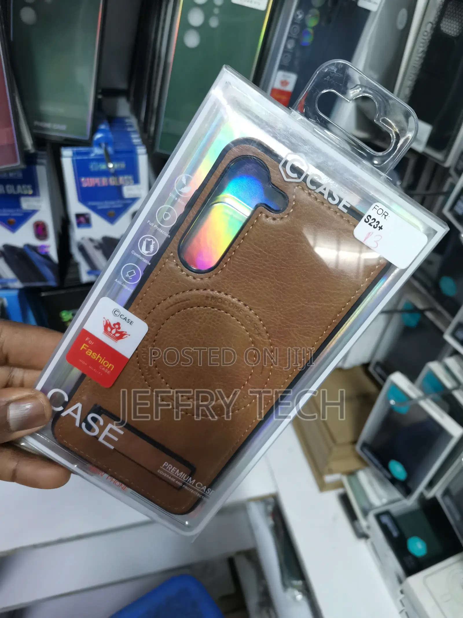 Samsung S23 Plus Leather Invisible Stand Magsafe Brown