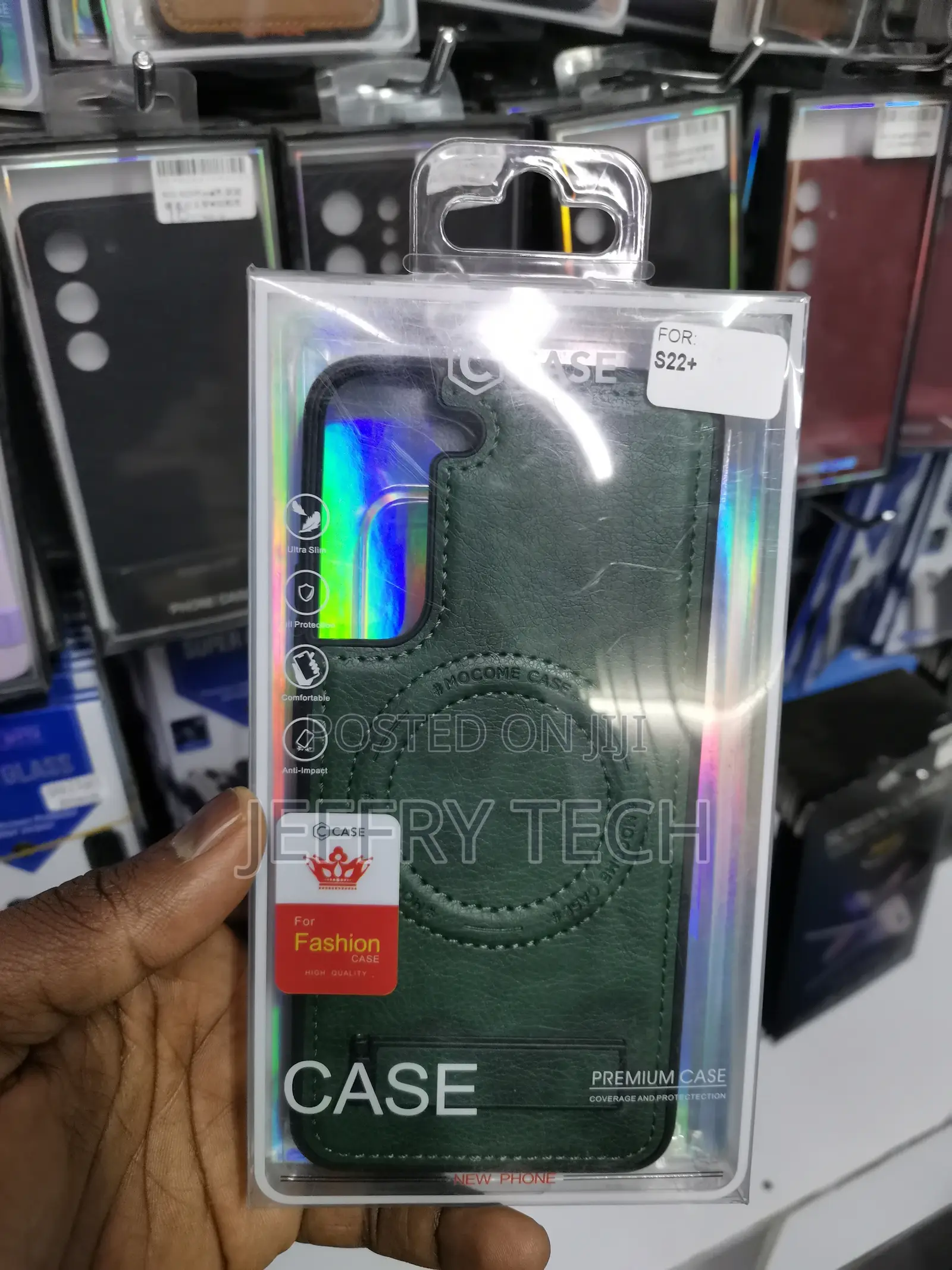 Samsung Galaxy S22 Plus Leather Magsafe Stand Green Case