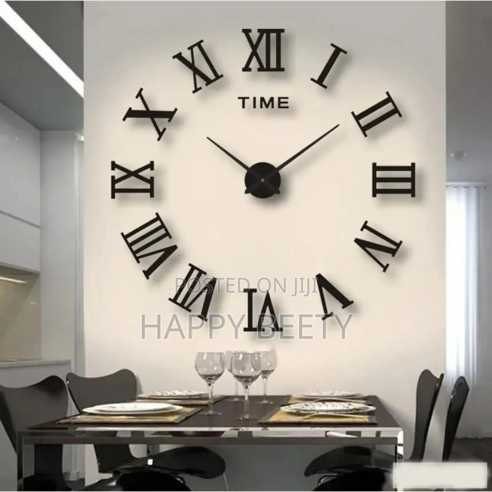 3D Large Roman Numeral Acrylic Mirror Wall Clock Sticker