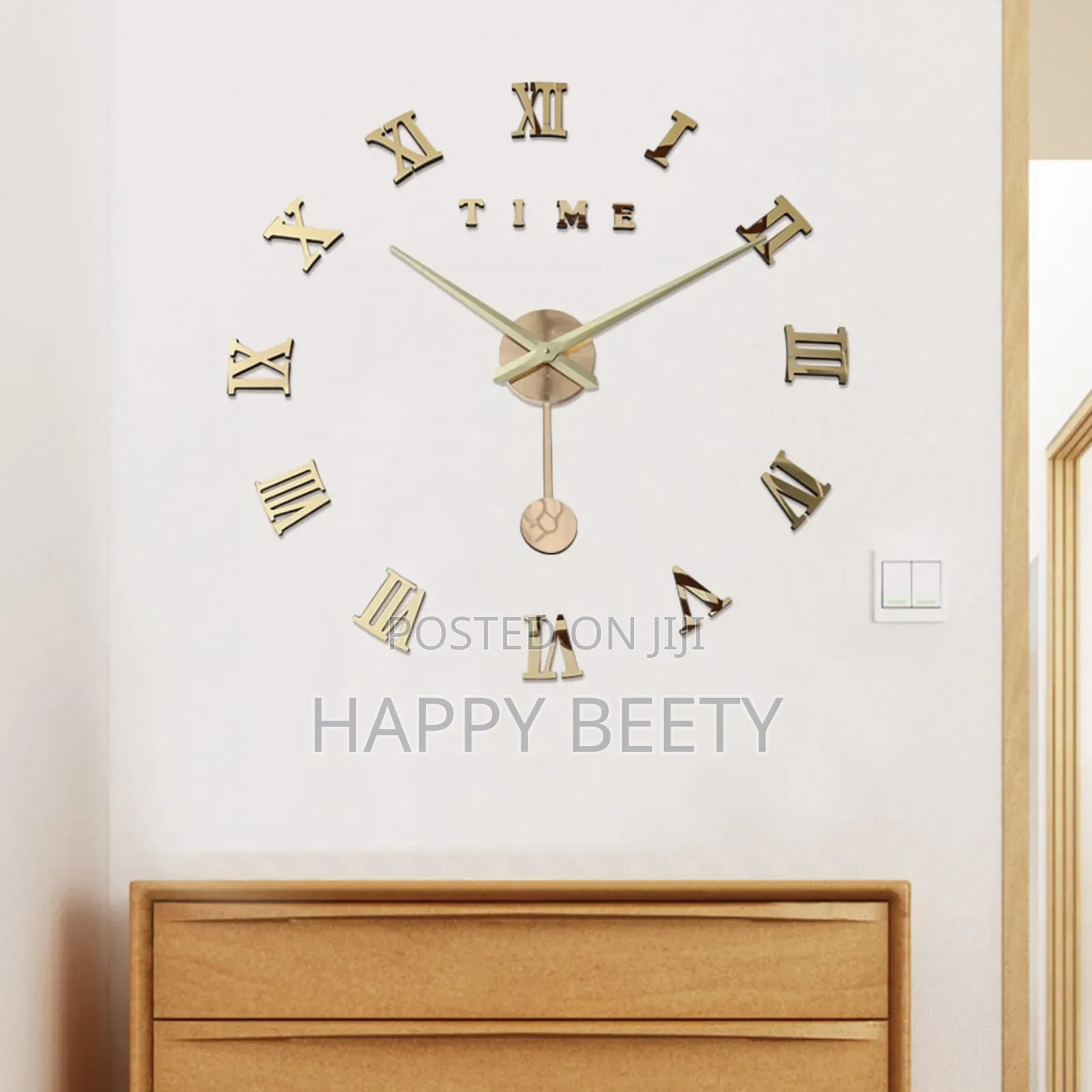 3D Large Roman Numeral Acrylic Mirror Wall Clock Sticker