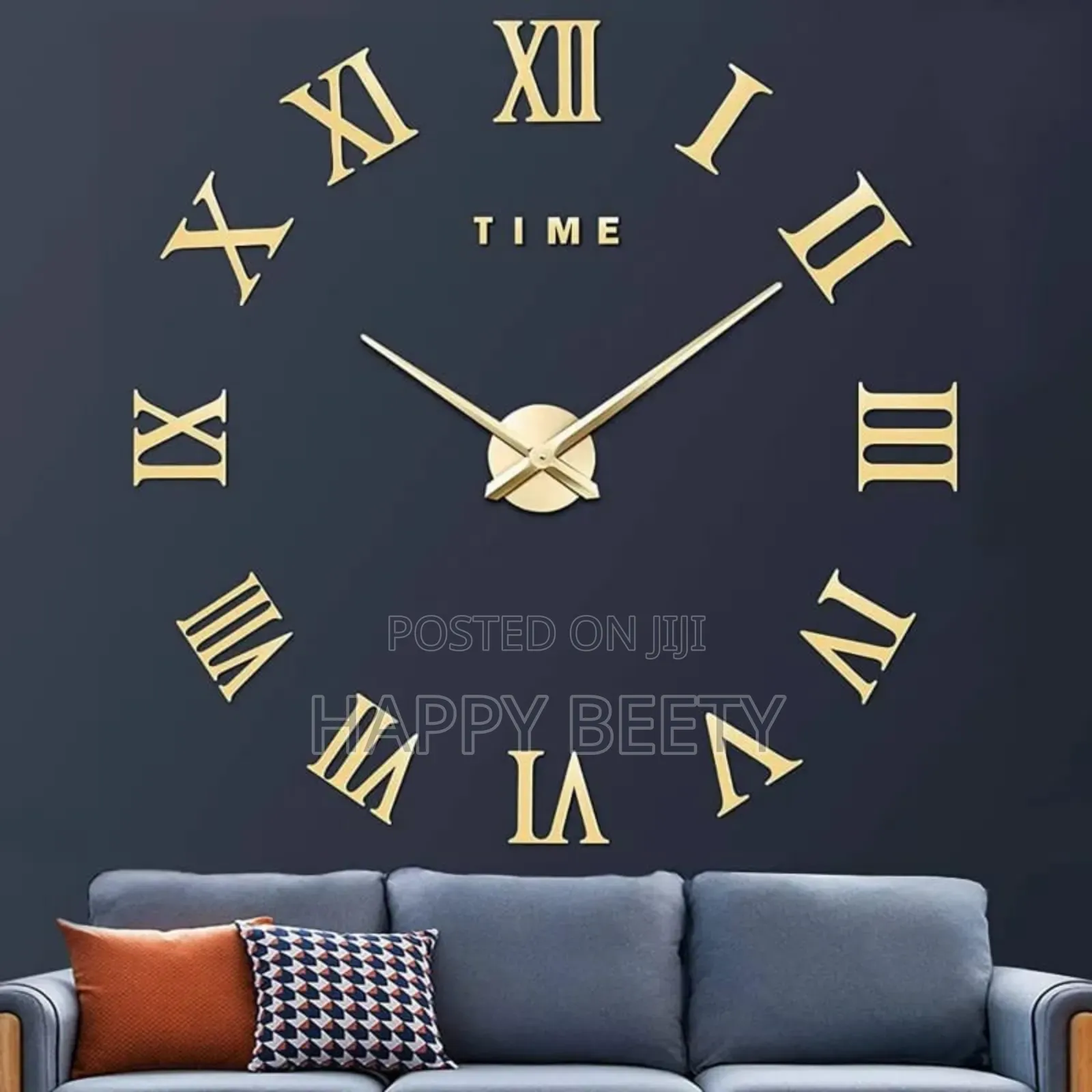 3D Large Roman Numeral Acrylic Mirror Wall Clock Sticker