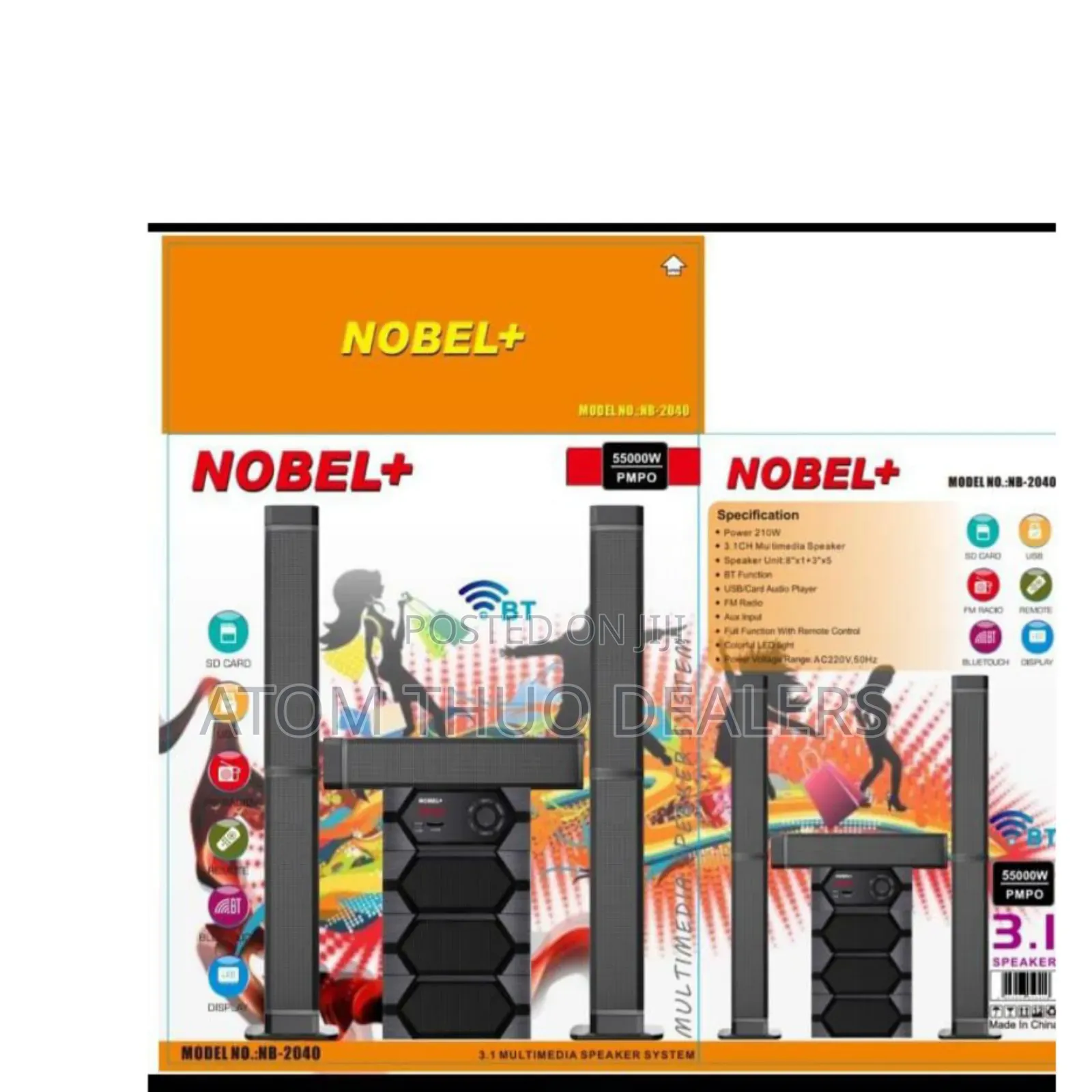 Nobel Tall Boy Speaker System BT Home Theater 55000w NB 2040