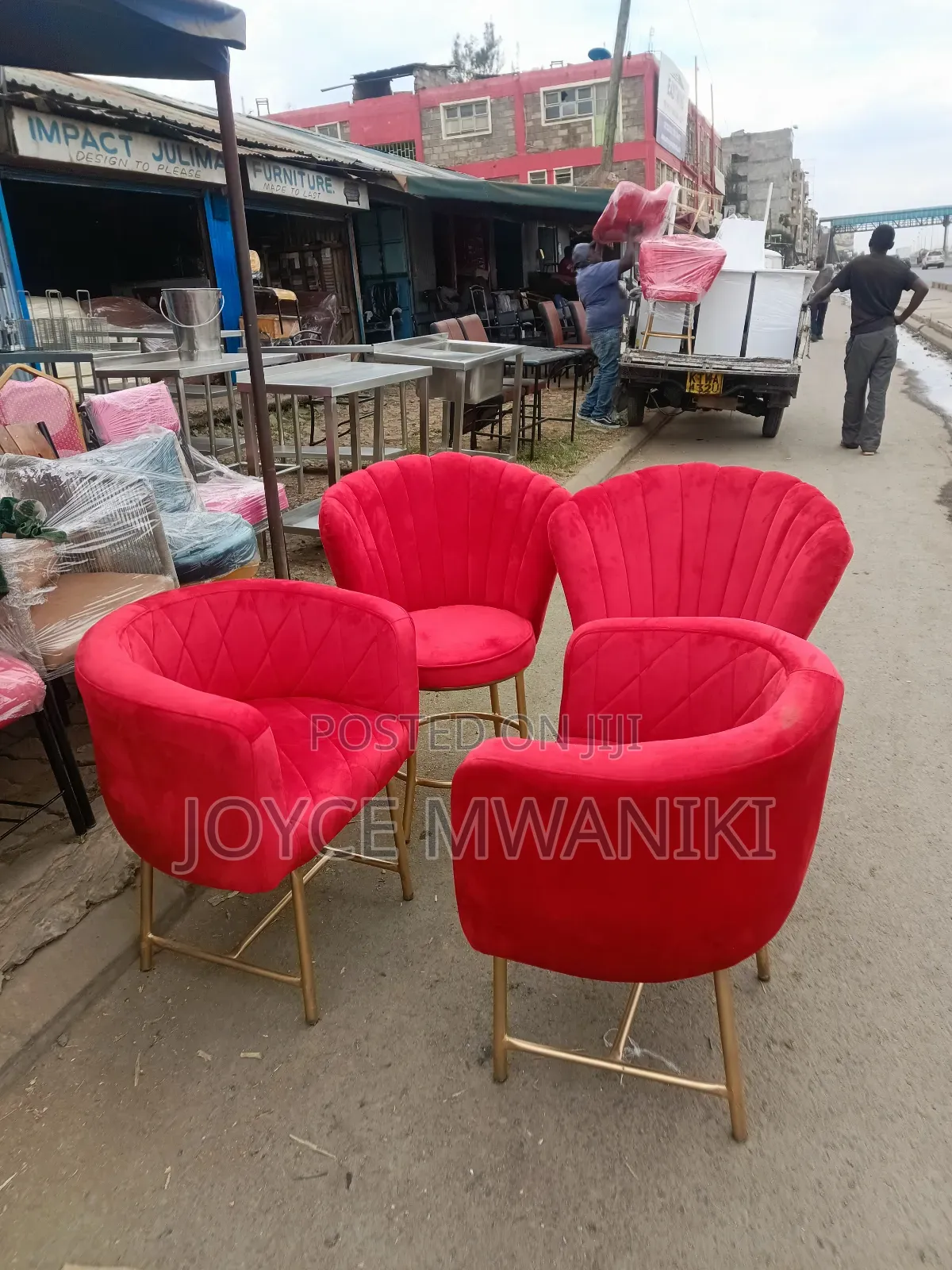 Manicure Seats, 4 Pieces, 2 Flower Seats, 2 Styling Chairs 
