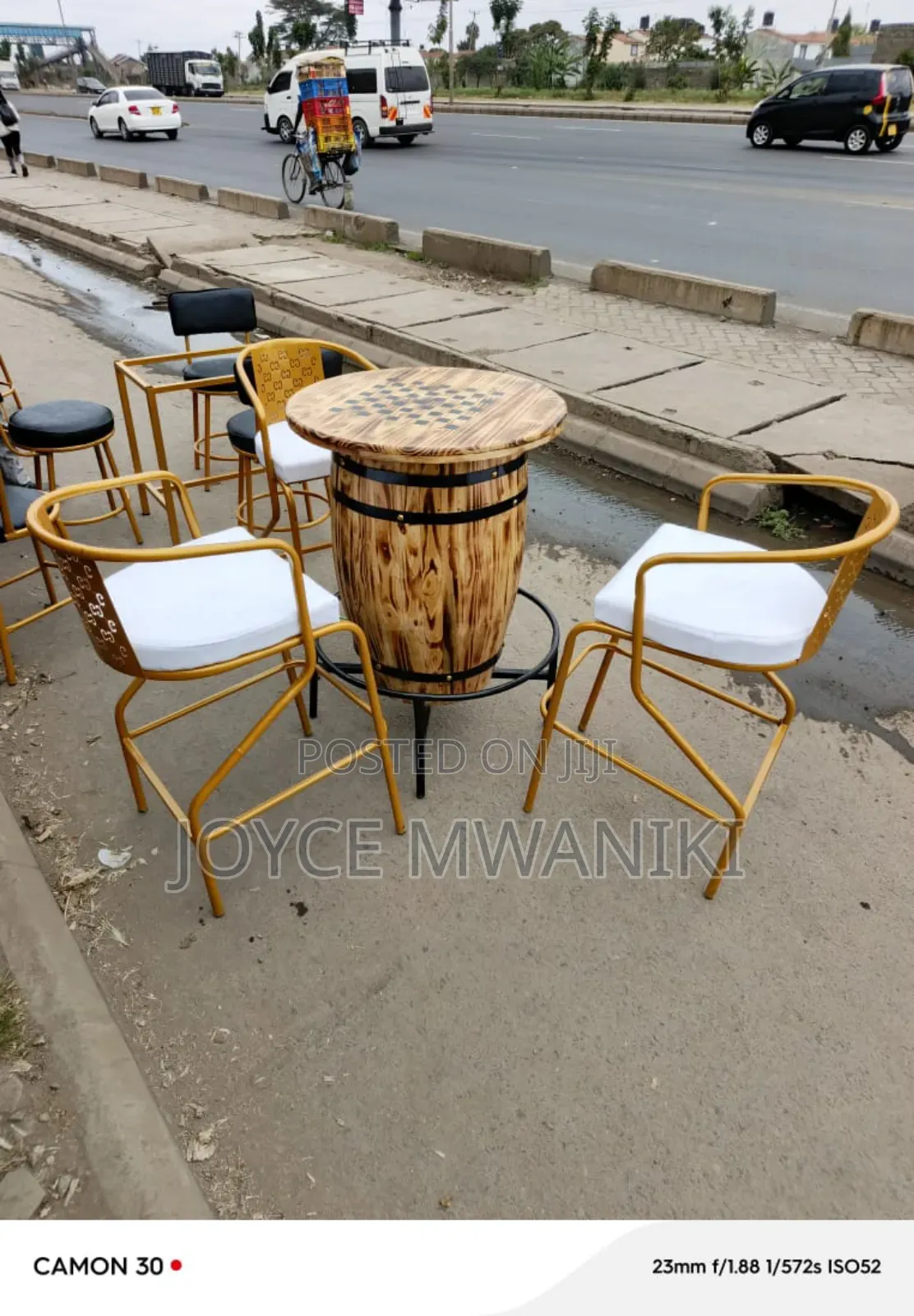 Bar or Restaurant Set, Powder Coated Gold.