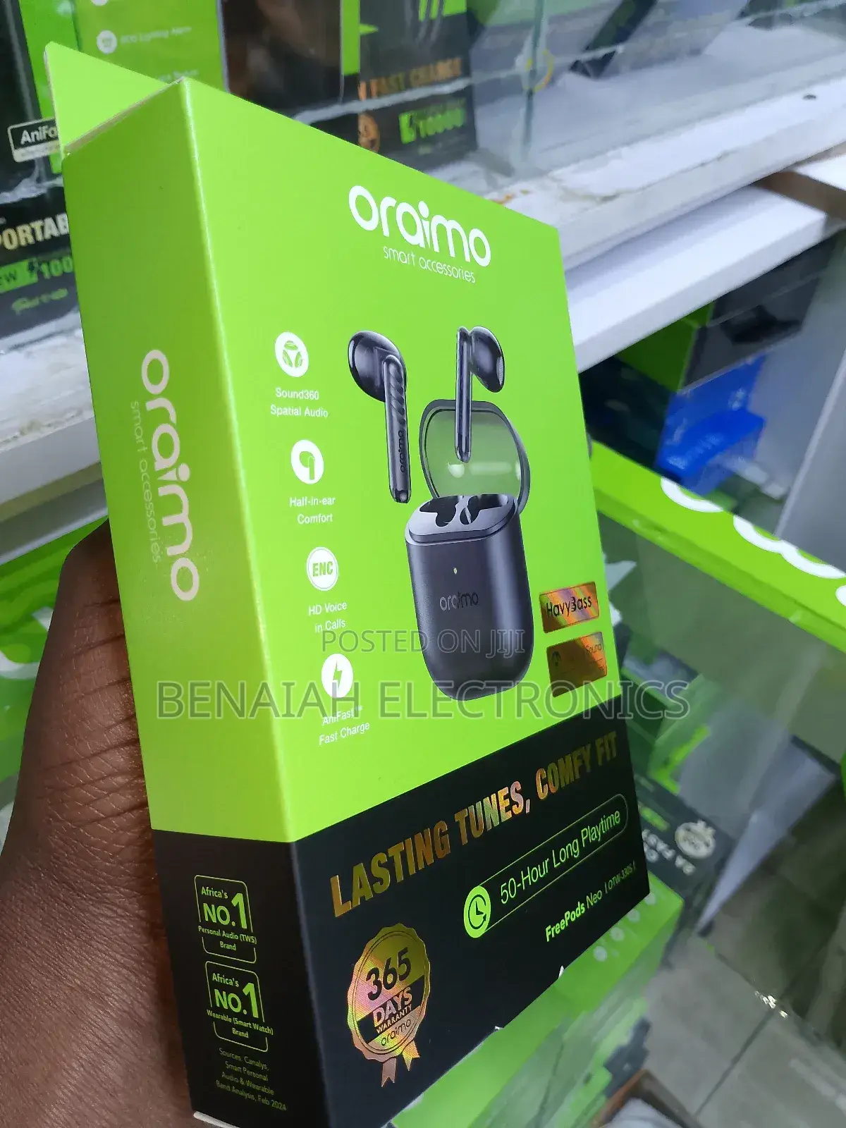 Excellent Oraimo Earbuds , Powerful Dynamic Sound 50 Hours