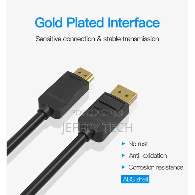 Vention Display Port to HDMI Cable – 2 Meters (Black)