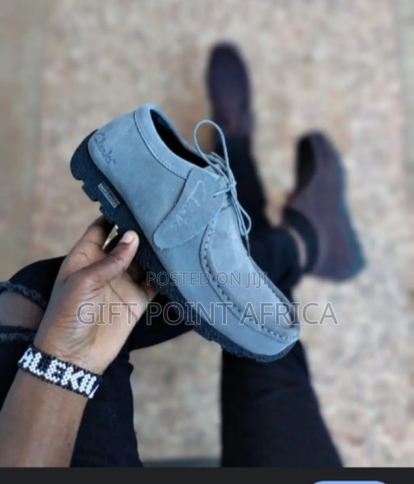 Gray Clarks Wallabees Shoes for Men