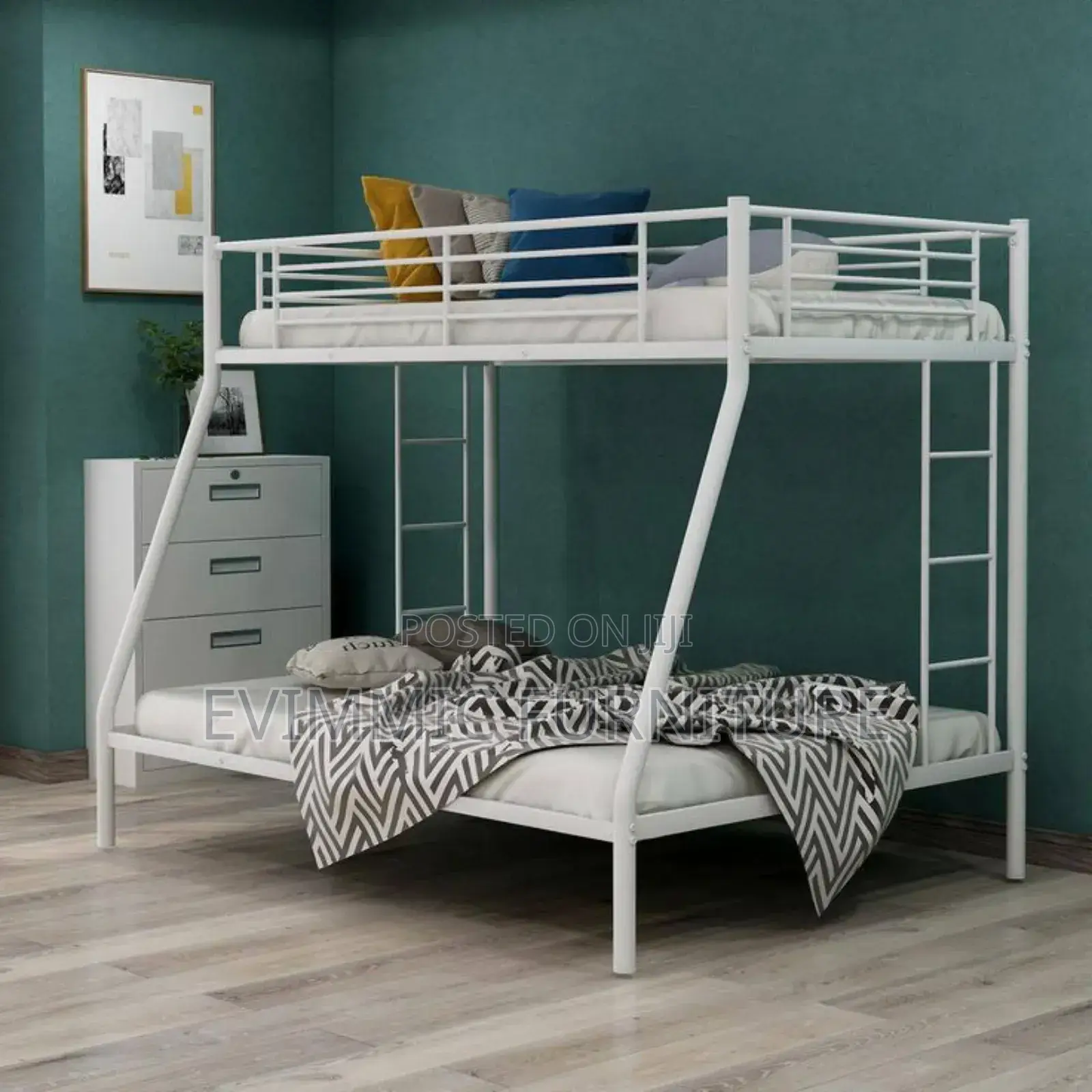 PBL Modern Metal Black Bunk Beds 31⁄2x6 / 4x6