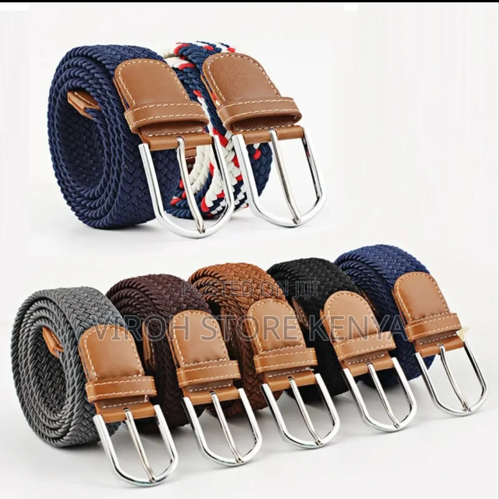 Stretchable Braided Cotton Belt For Men/Women Black Brown