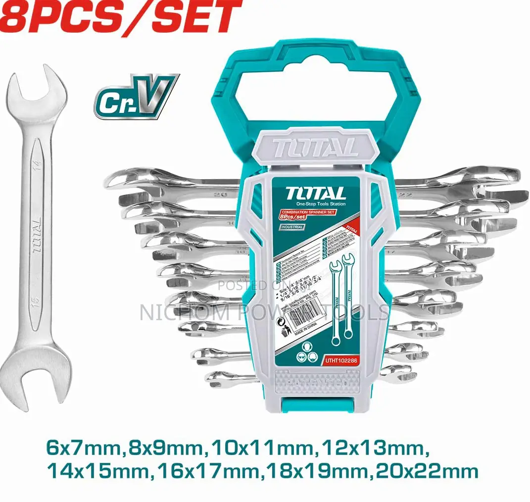 Total THT102386 8pcs Double Open End Spanner Set Size:6-22mm