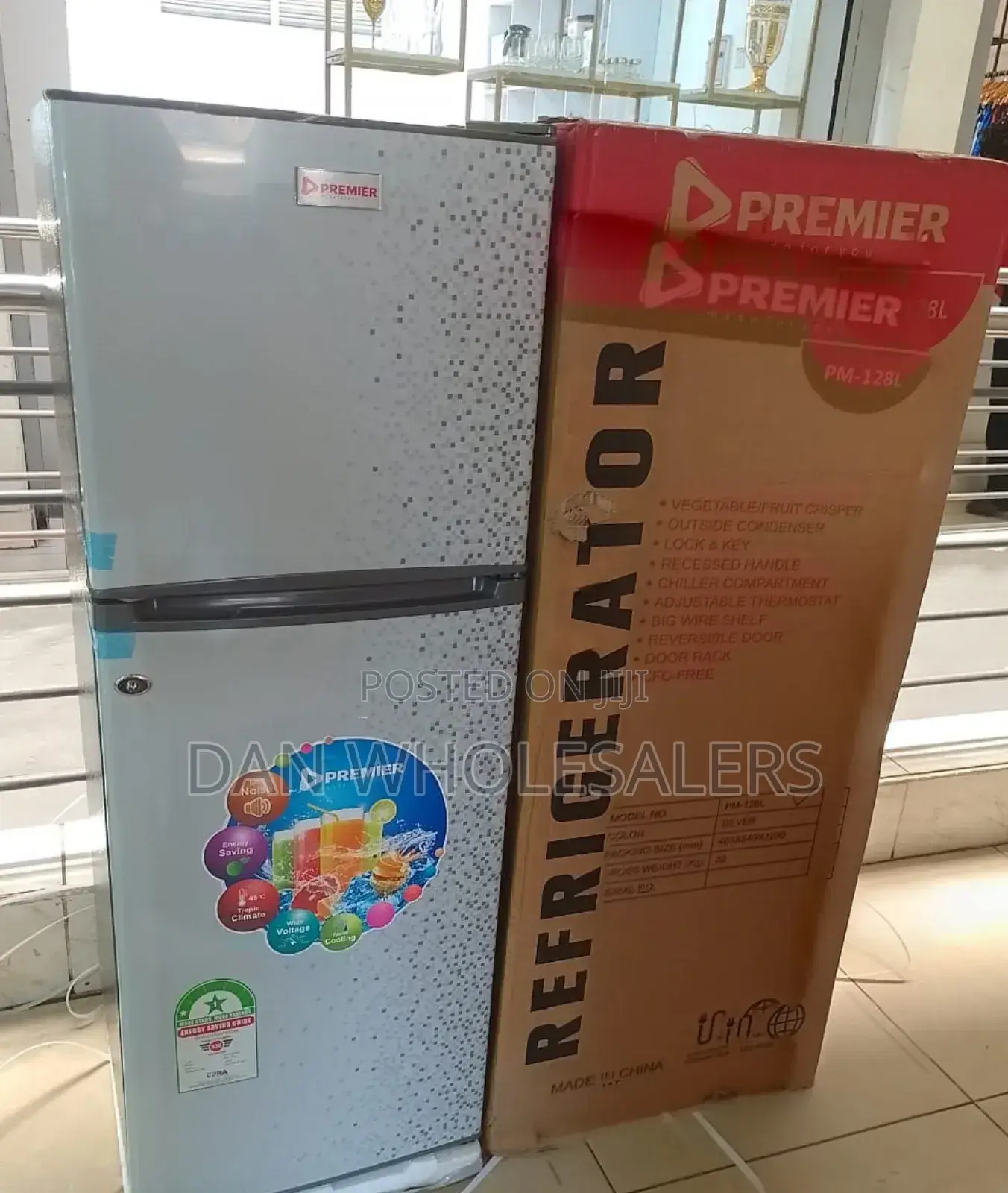 Premier 128L Double Door Refrigerator