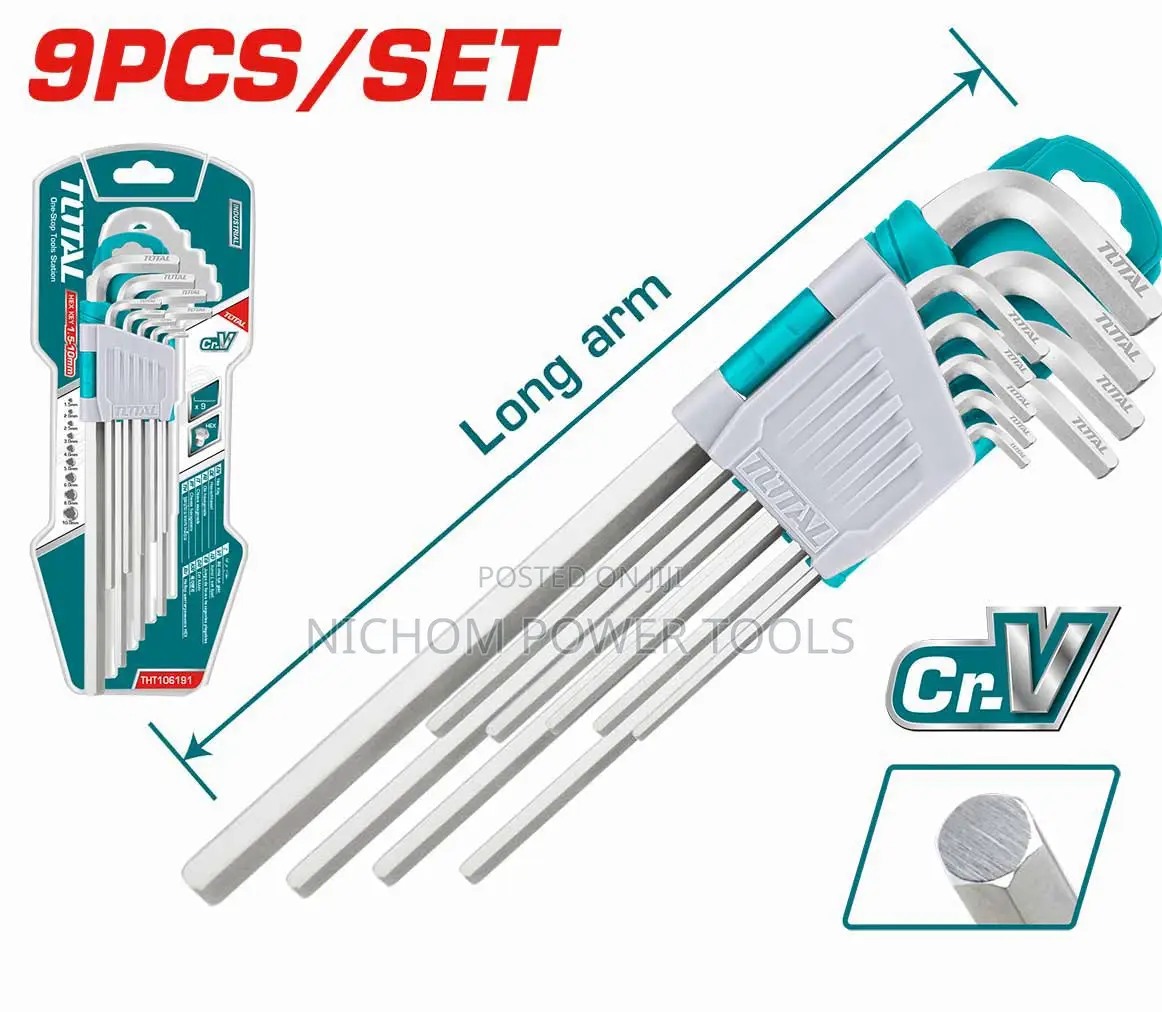 Total THT106191 9pcs Hex Key Set Material:Cr-V