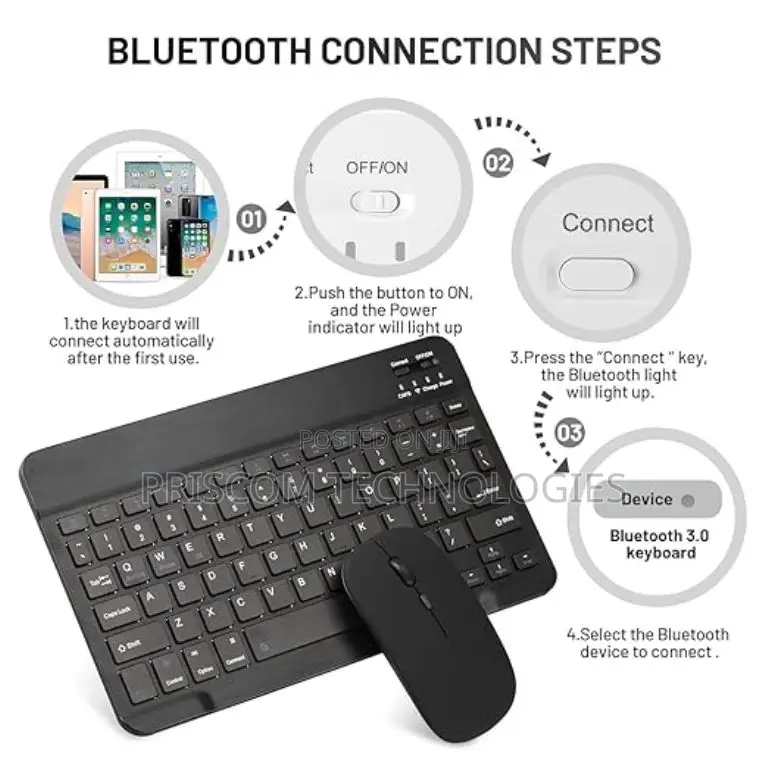 Rechargable Wireless Keyboard and Mouse Bluetooth Enabled