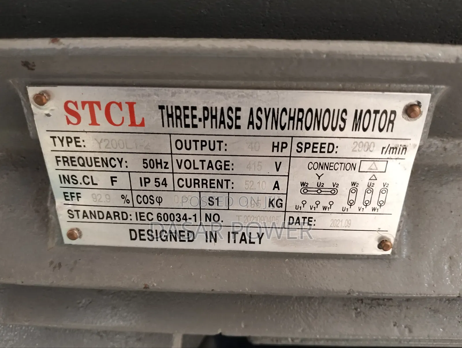 40hp Electric Motor. Three Phase.