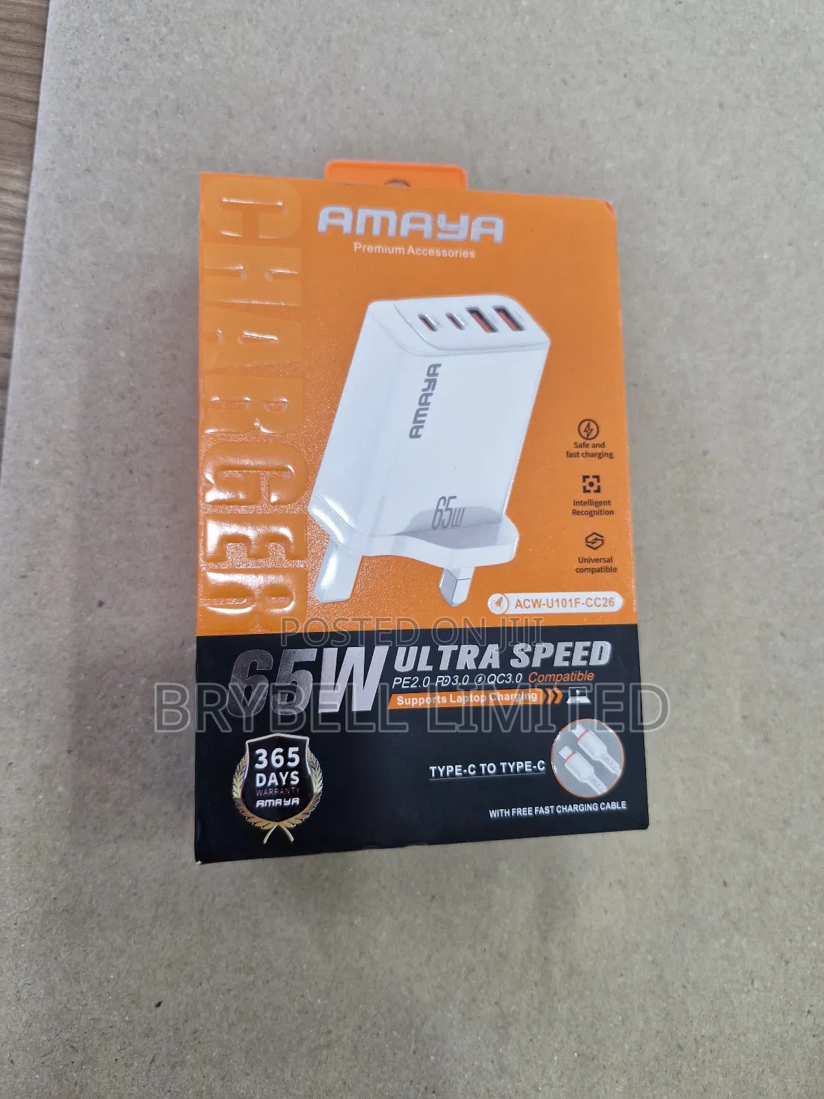 65 Watts C-C Amaya Ultra Speed Power Adapter
