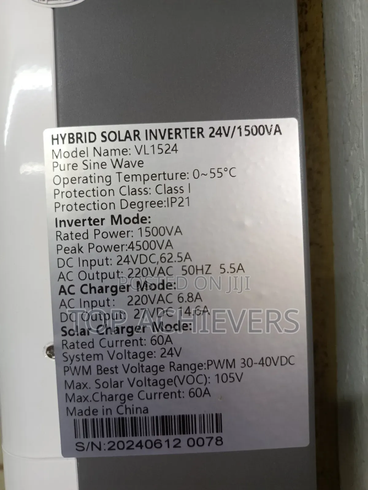 Hybrid Solar Inverter 1.5KVA