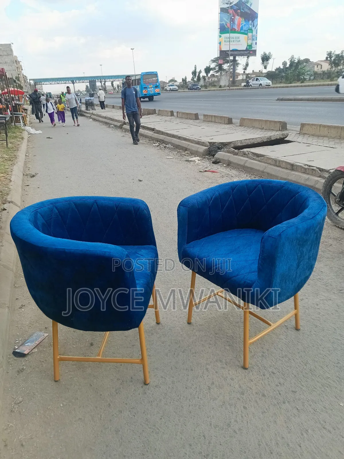 Styling Chairs, Navy Blue and Gold 