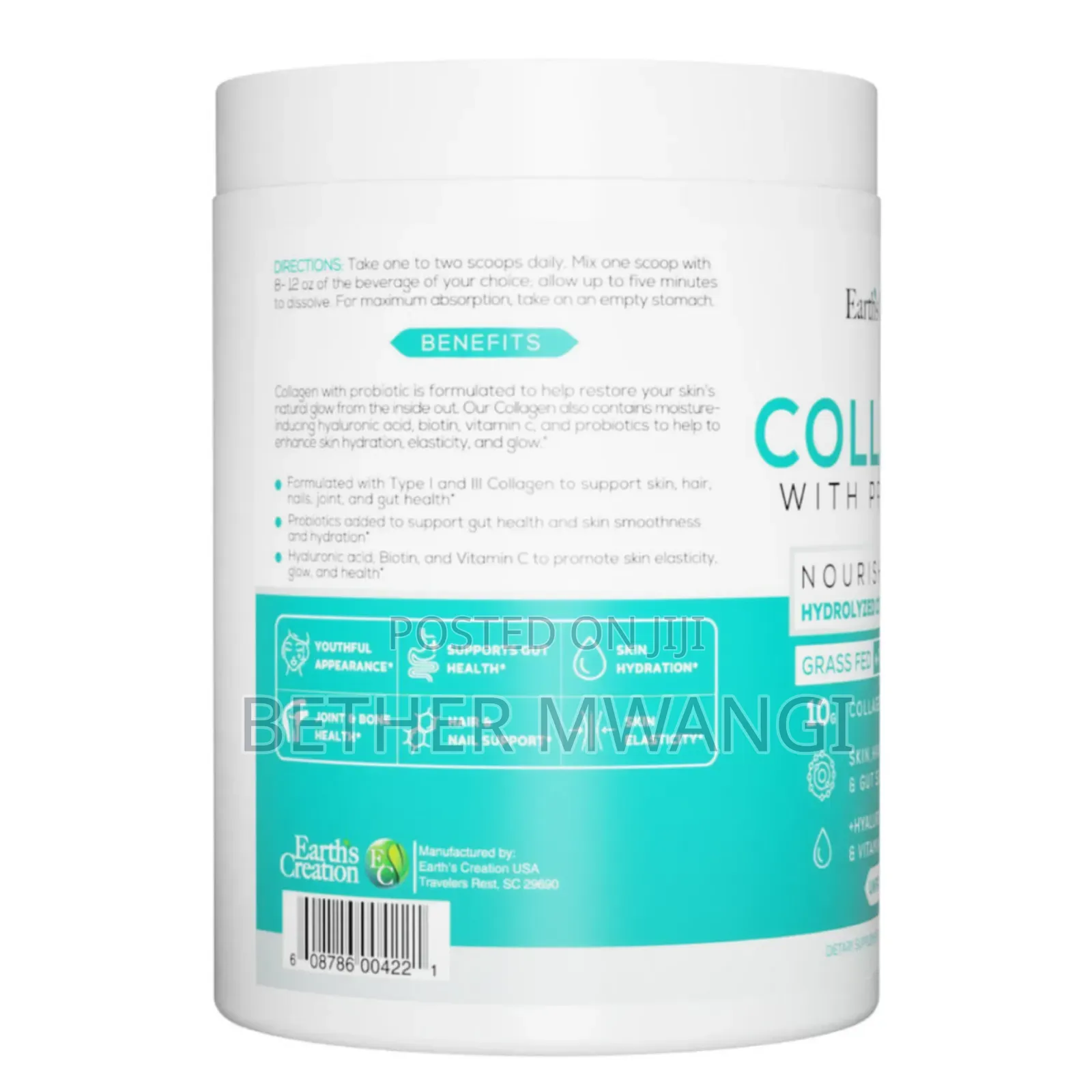Earth's Creation Hydrolyzed Collagen Peptides + Probiotics