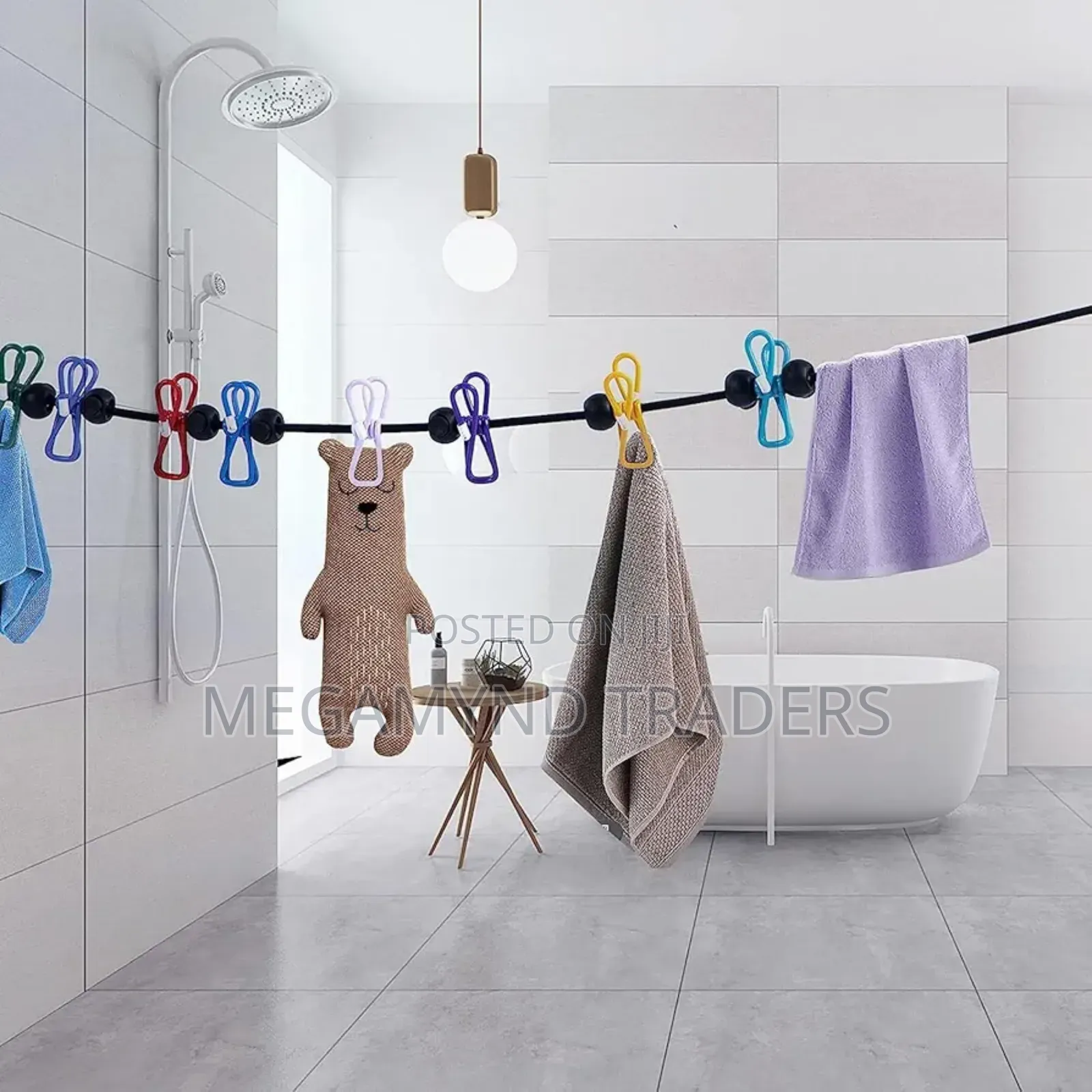 Stretching Cloth Line 12 Pegs/Elastic Clothe Hangers