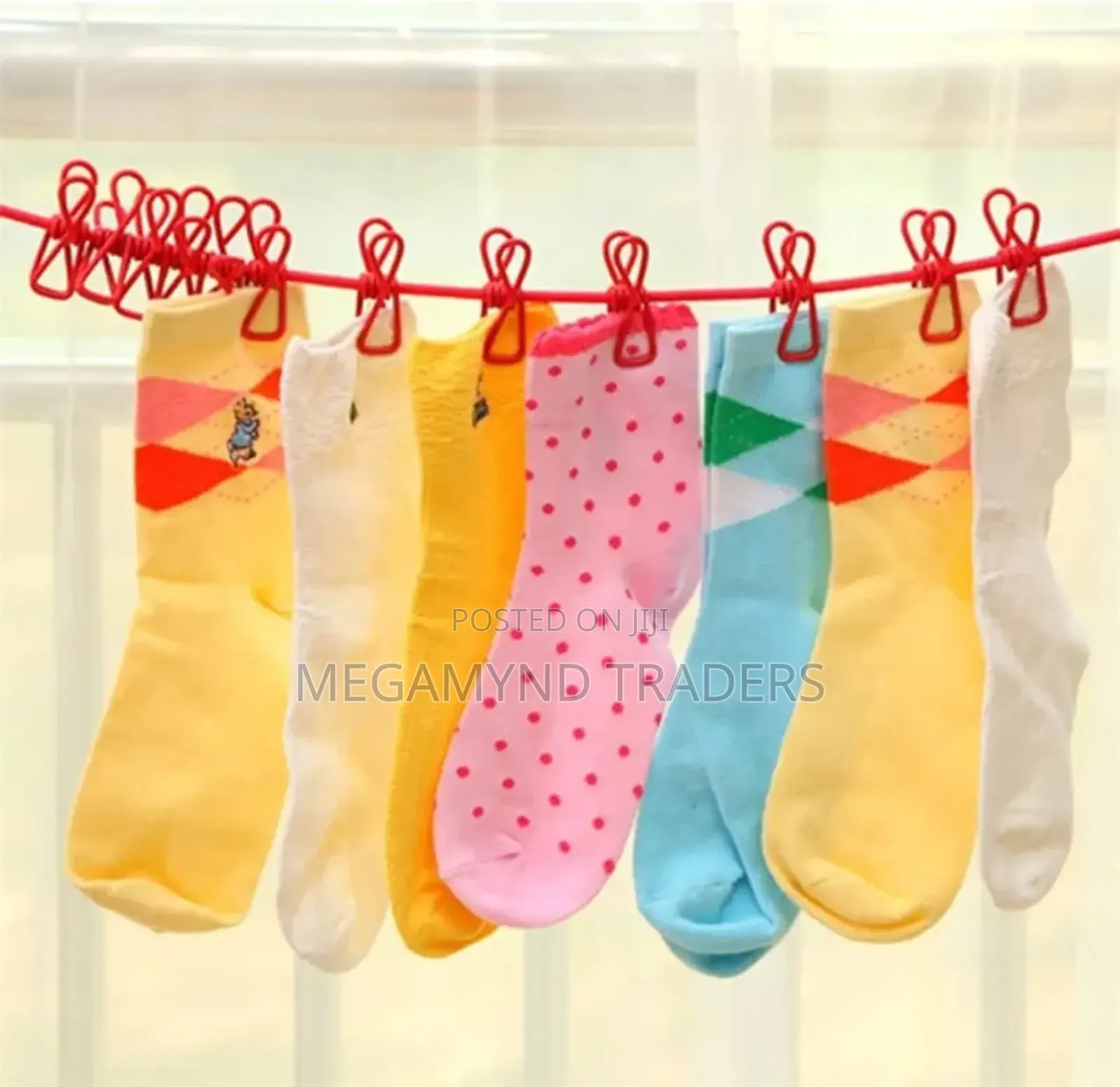 Stretching Cloth Line 12 Pegs/Elastic Clothe Hangers