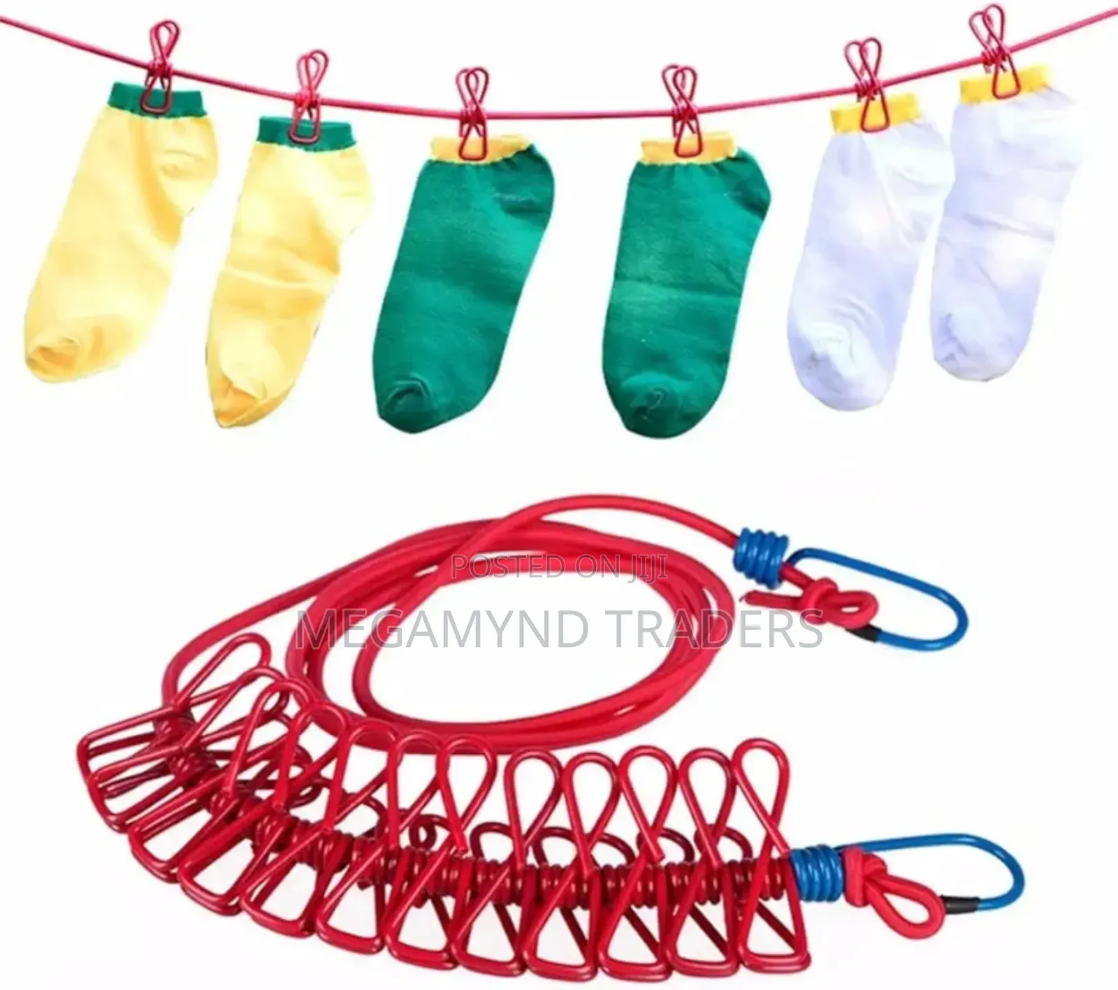Stretching Cloth Line 12 Pegs/Elastic Clothe Hangers