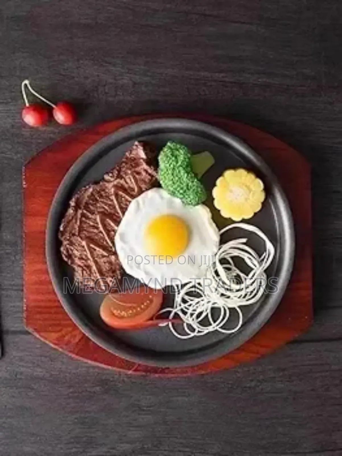 Hot Sizzling Plate+Bamboo Holder
