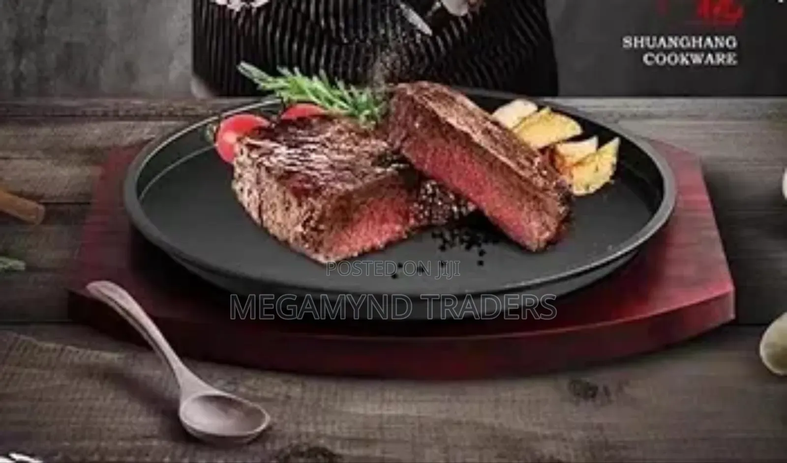 Hot Sizzling Plate+Bamboo Holder