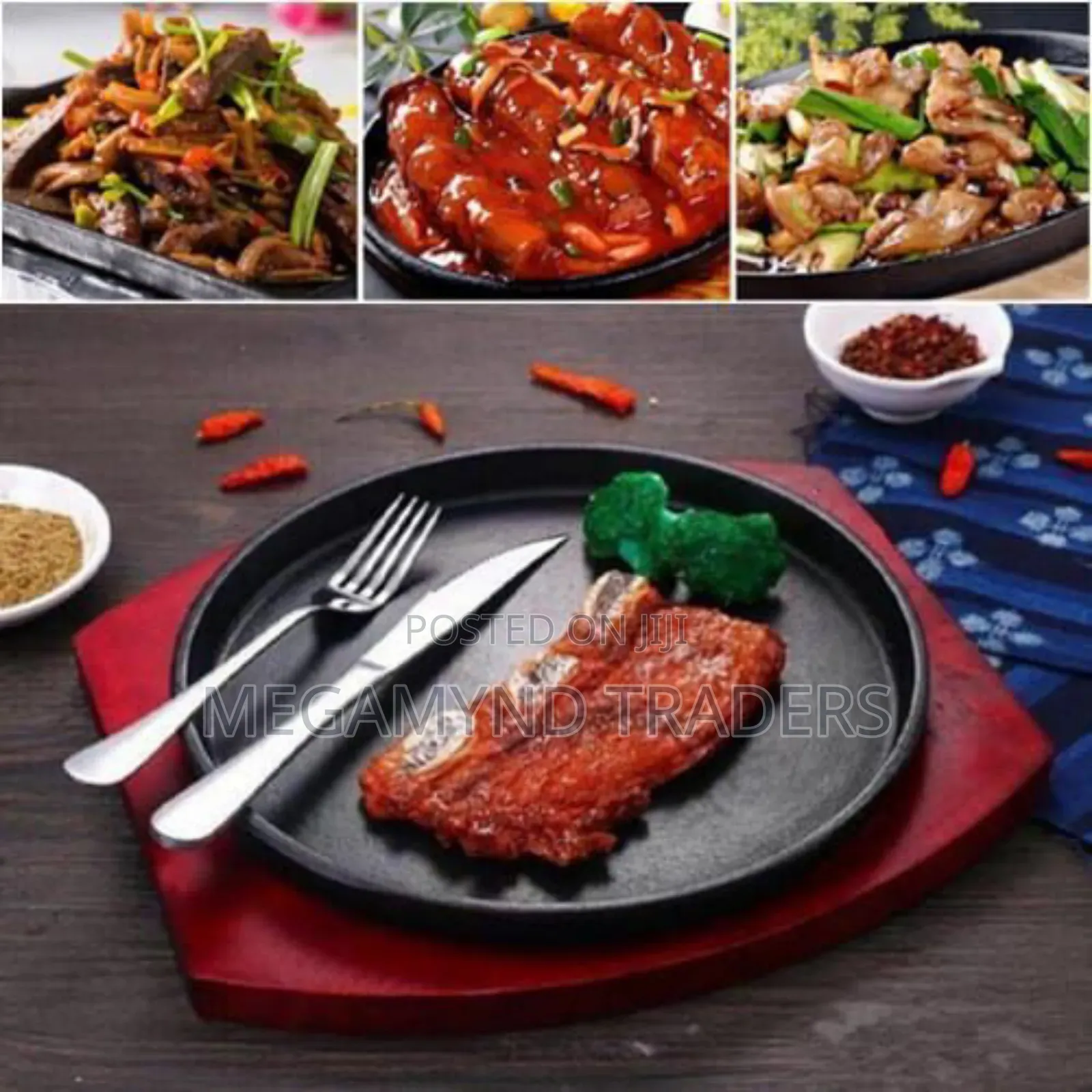 Hot Sizzling Plate+Bamboo Holder