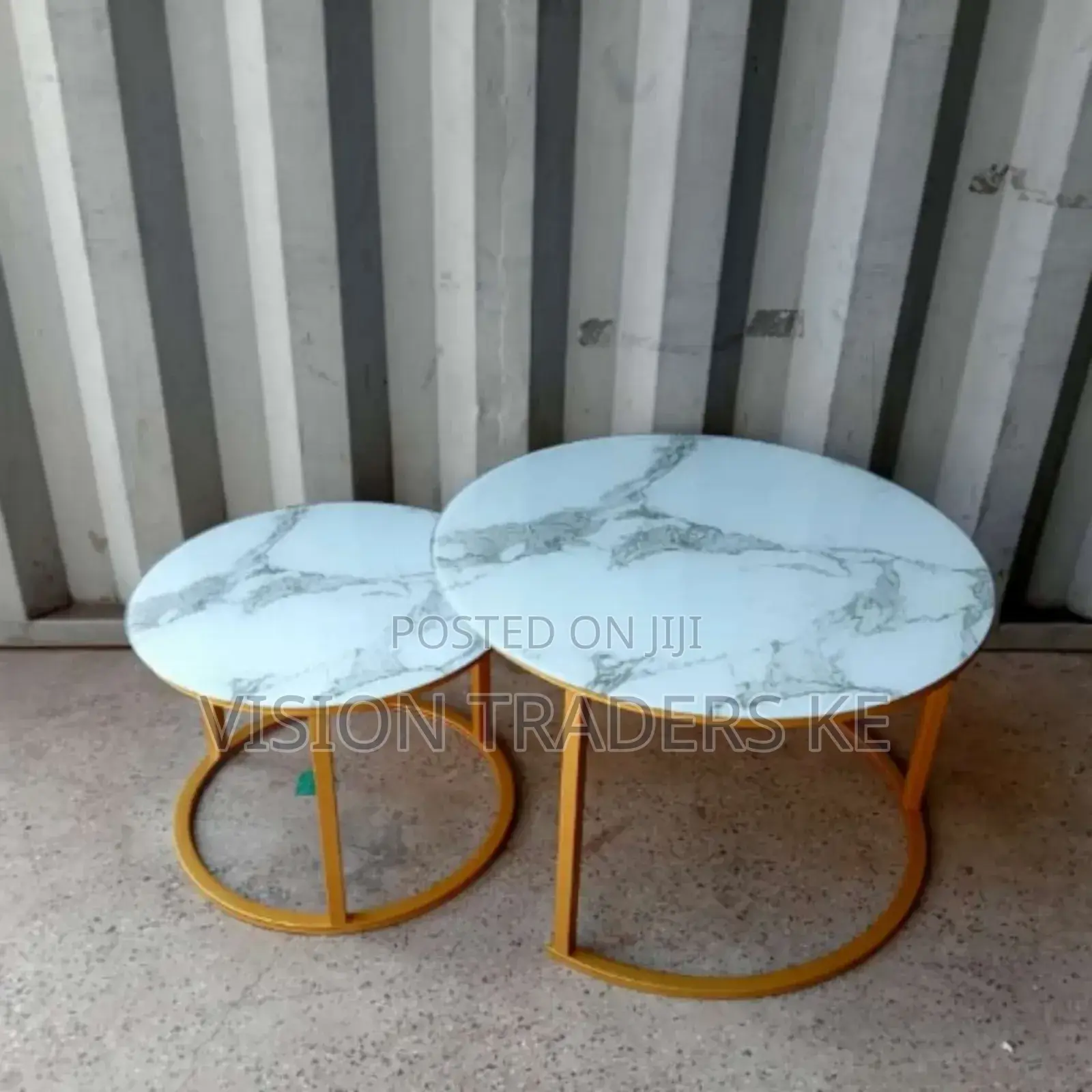 White Glass Marble Nesting Table 2 Pieces