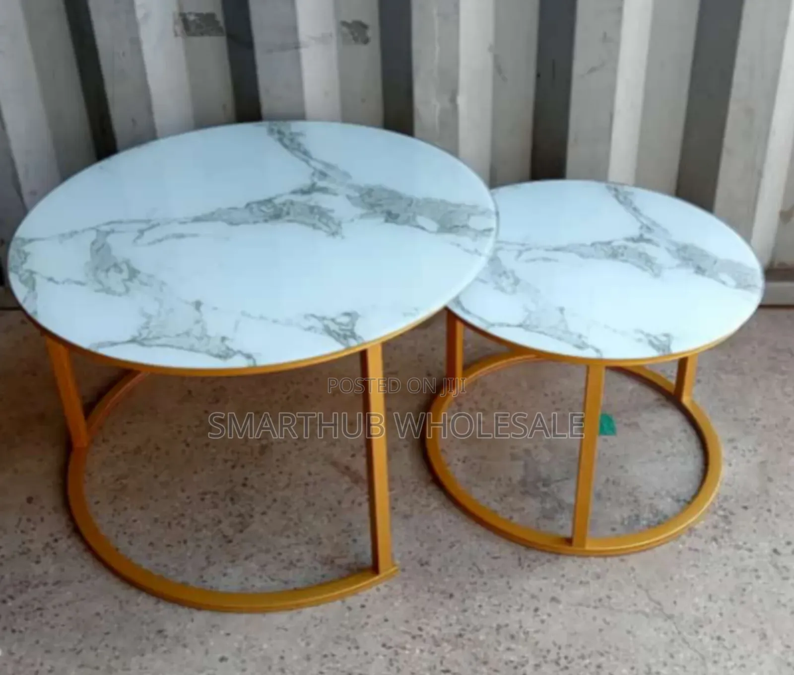 Marble Nesting Coffee Table (Glass Effect) White