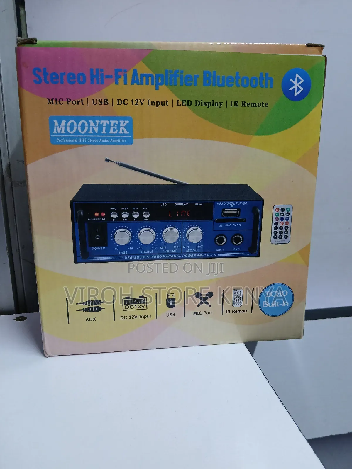 Moontek Car Amplifier With BT/FM/Usb/Mic/Remote Amplifier