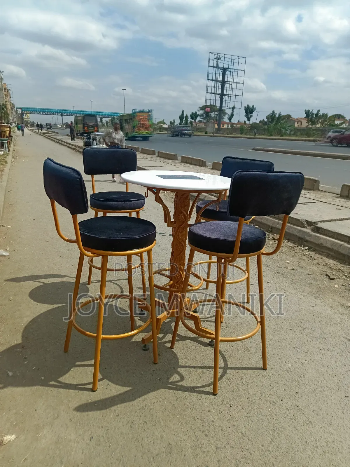 Powder Coated High Bar Set, Black and Gold 