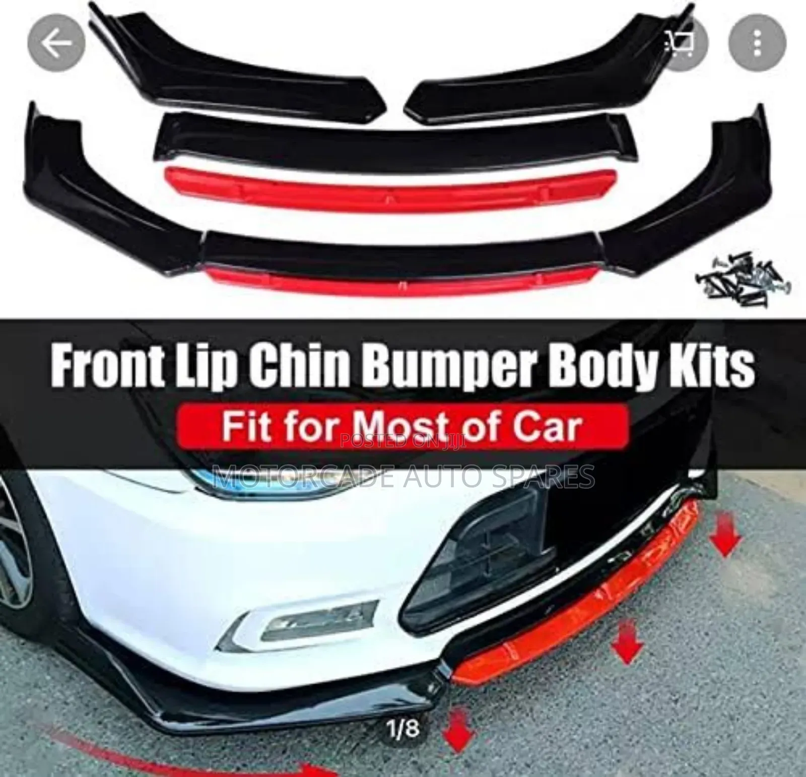 Front Lip Bumper Kit Skirting Black-Red Universal