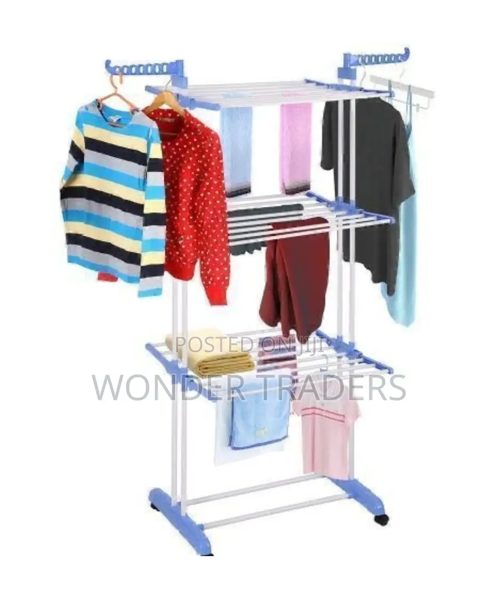 Three Layer Laundry Drying Rack With Hanger