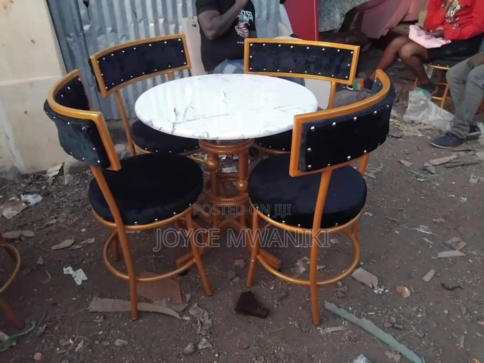 Restaurant Set, Black and Gold Powder Coated 