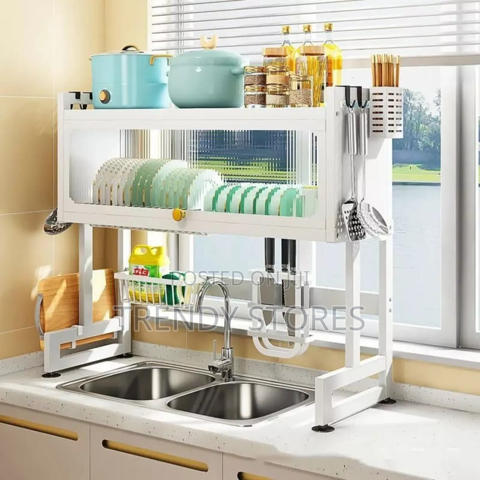 White Over the Sink Dish Drying Stand