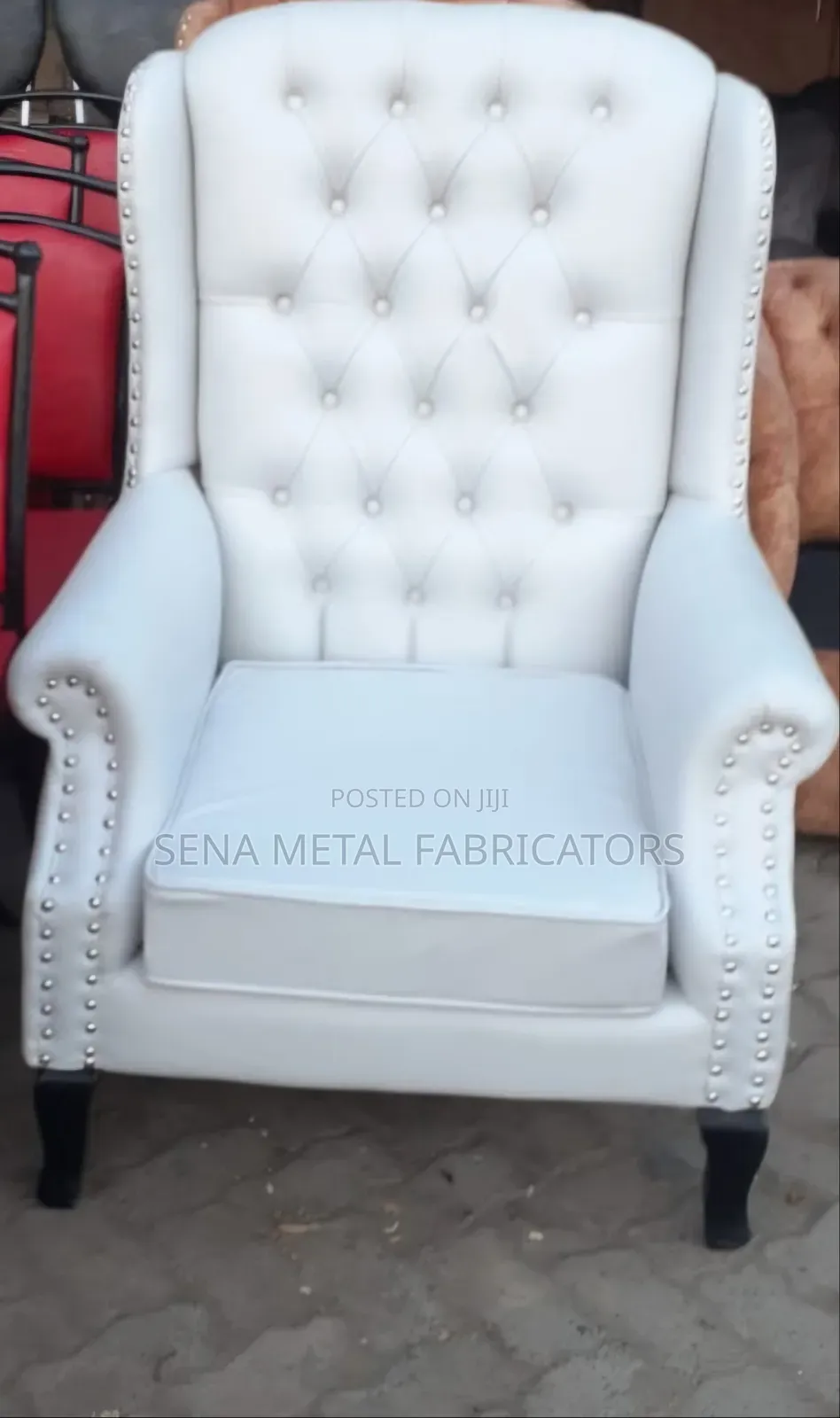 Leather Wing Chair/ King-Size Chair Pure White.