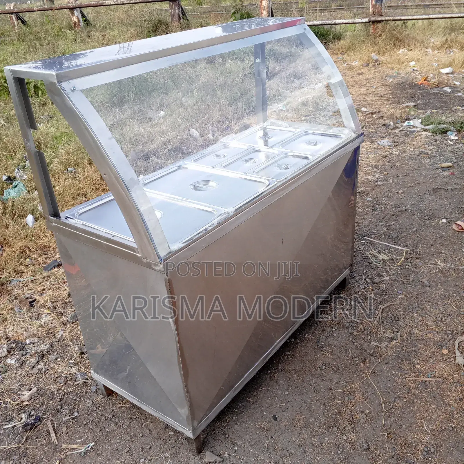 Modernized Stainless Steel Curved Glass Food Warmers
